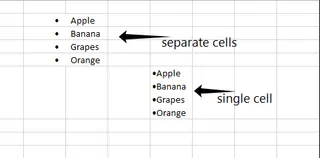 从Word复制项目符号粘贴至Excel