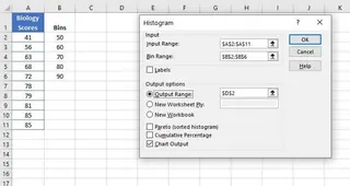 使用数据分析工具库创建直方图的对话框 2