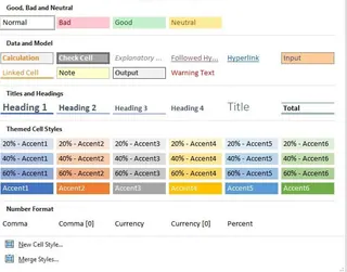 在Excel功能区菜单中应用内置单元格样式。 1