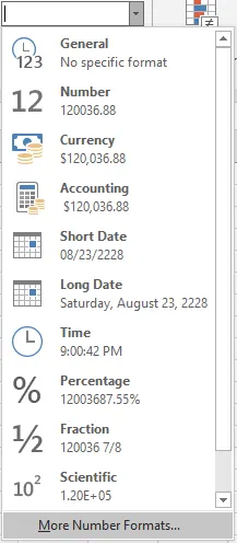 Excel数字格式下拉菜单 1