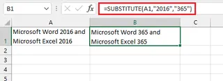 Excel 中简单 SUBSTITUTE 函数示例 1