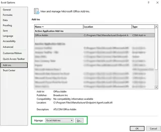 管理Excel加载项