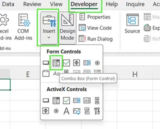 在Excel中使用窗体控件组合框创建下拉列表22