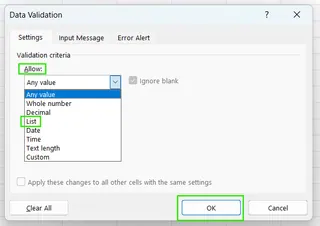 Excel中的数据验证下拉列表3