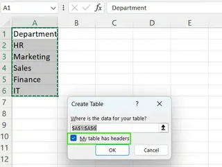 在Excel中创建表格7