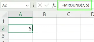在Excel中使用MROUND()函数将数值舍入到最接近的指定倍数