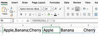 Excel TEXTSPLIT 处理逗号和分号 3