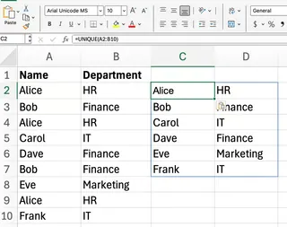 Excel UNIQUE函数数组应用2