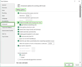 Excel中启用填充柄方法9