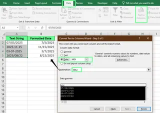 使用Excel分列功能转换文本日期