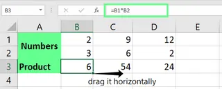 在Excel中相乘多行数据