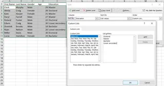 在 Excel 中手动创建自定义排序序列。
