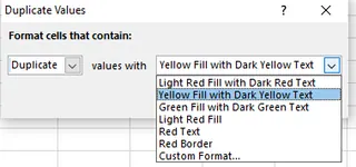 重复值对话框 2