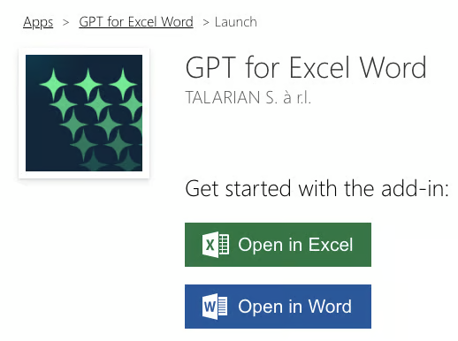 安装GPT for Excel