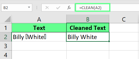 Excel中CLEAN()函数的使用示例1
