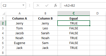 检查Excel中单元格是否相等2
