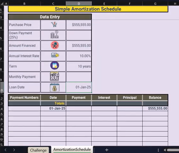 Excel摊销表设置1