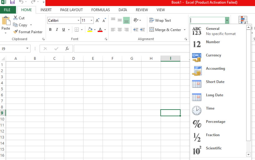 在开始选项卡中识别数据类型 3