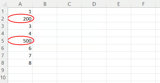 Excel中圈释的无效数据外观。6