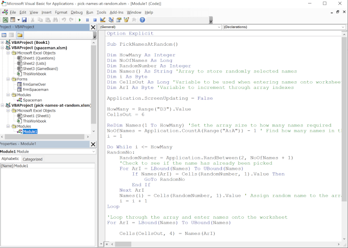Excel Visual Basic Editor窗口 1