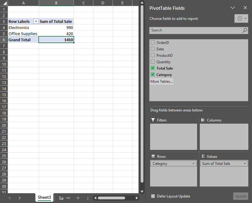 使用 VLOOKUP 后创建数据透视表