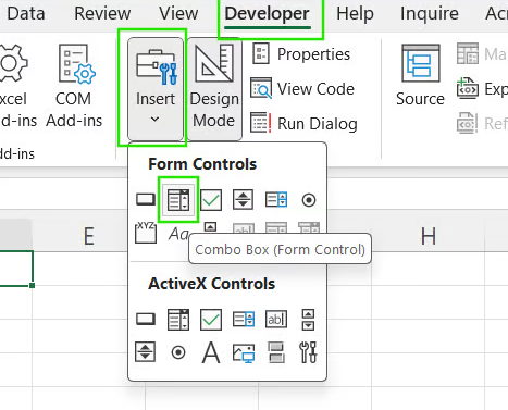 在Excel中使用窗体控件组合框创建下拉列表22