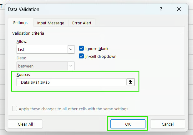 Excel中下拉列表源数据4