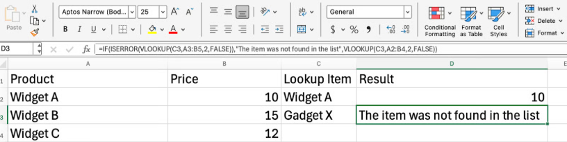 Excel ISERROR与IF()和VLOOKUP()结合 3