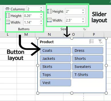 更改Excel切片器及其按钮的宽度和高度 10