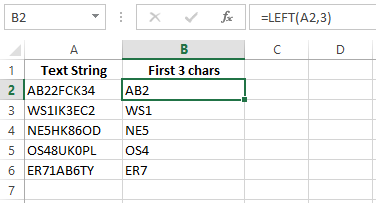 使用LEFT函数获取前3个字符
