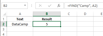 使用FIND函数在Excel中提取文本位置