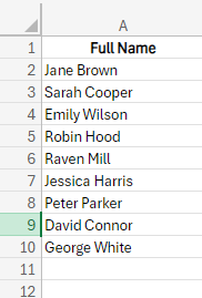 包含全名的表格