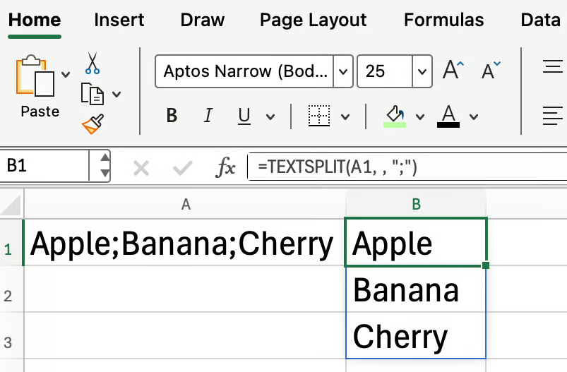 Excel TEXTSPLIT() 将文本拆分为行 2