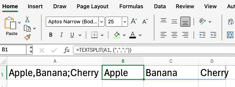 Excel TEXTSPLIT 处理逗号和分号 3