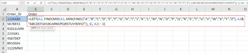 在Excel中从字符串开头提取数字。1