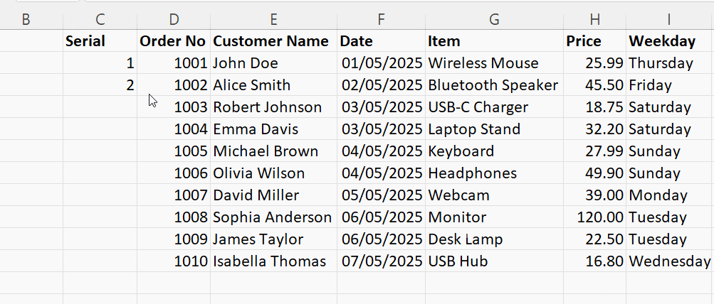 使用Excel填充柄自动填充数字3