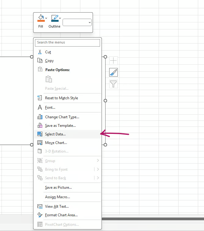 How to select data for an Excel Line Graph 2