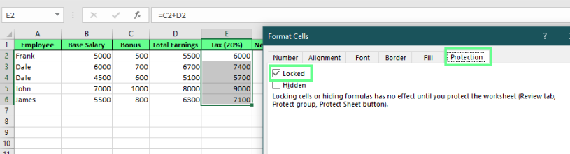 在excel中锁定特定单元格 4