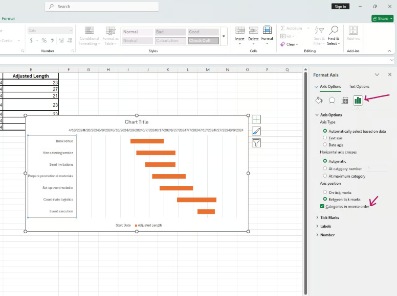 在设置坐标轴格式窗格中,勾选