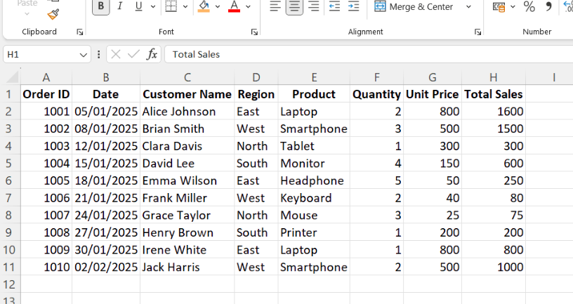 使用剪切插入法在Excel中移动列 2
