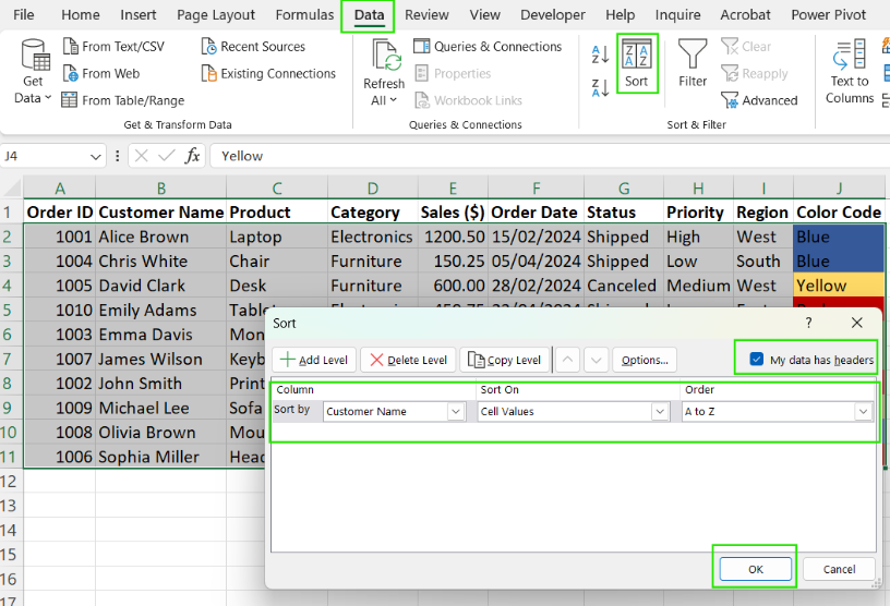 Excel字母排序步骤4