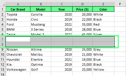 通过复制粘贴方法在Excel中新增行 5