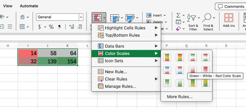 Excel MMULT with color scales 2