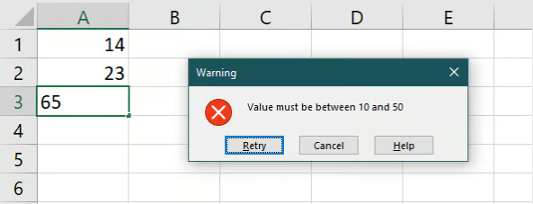 Excel数据验证错误示例3