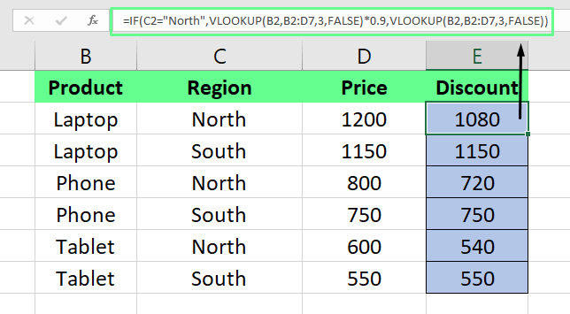 Excel中IF结合Vlookup示例6