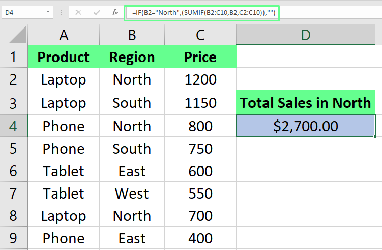 Excel中IF结合SUMIF示例7