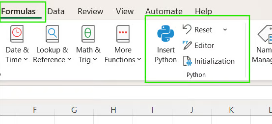 在Excel中激活Python。 1