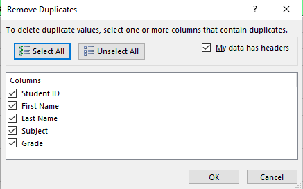 删除重复项对话框 6