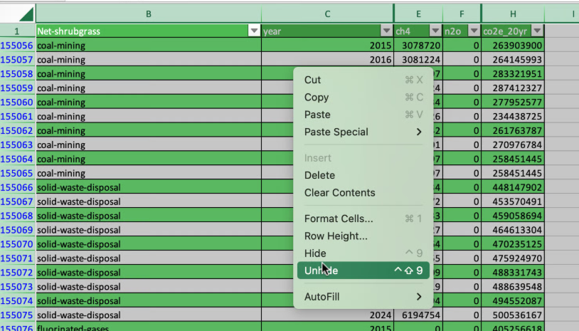 Unhidding all columns at once 8