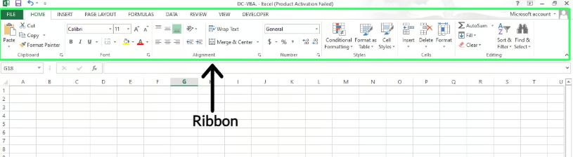Ribbon in Excel 1